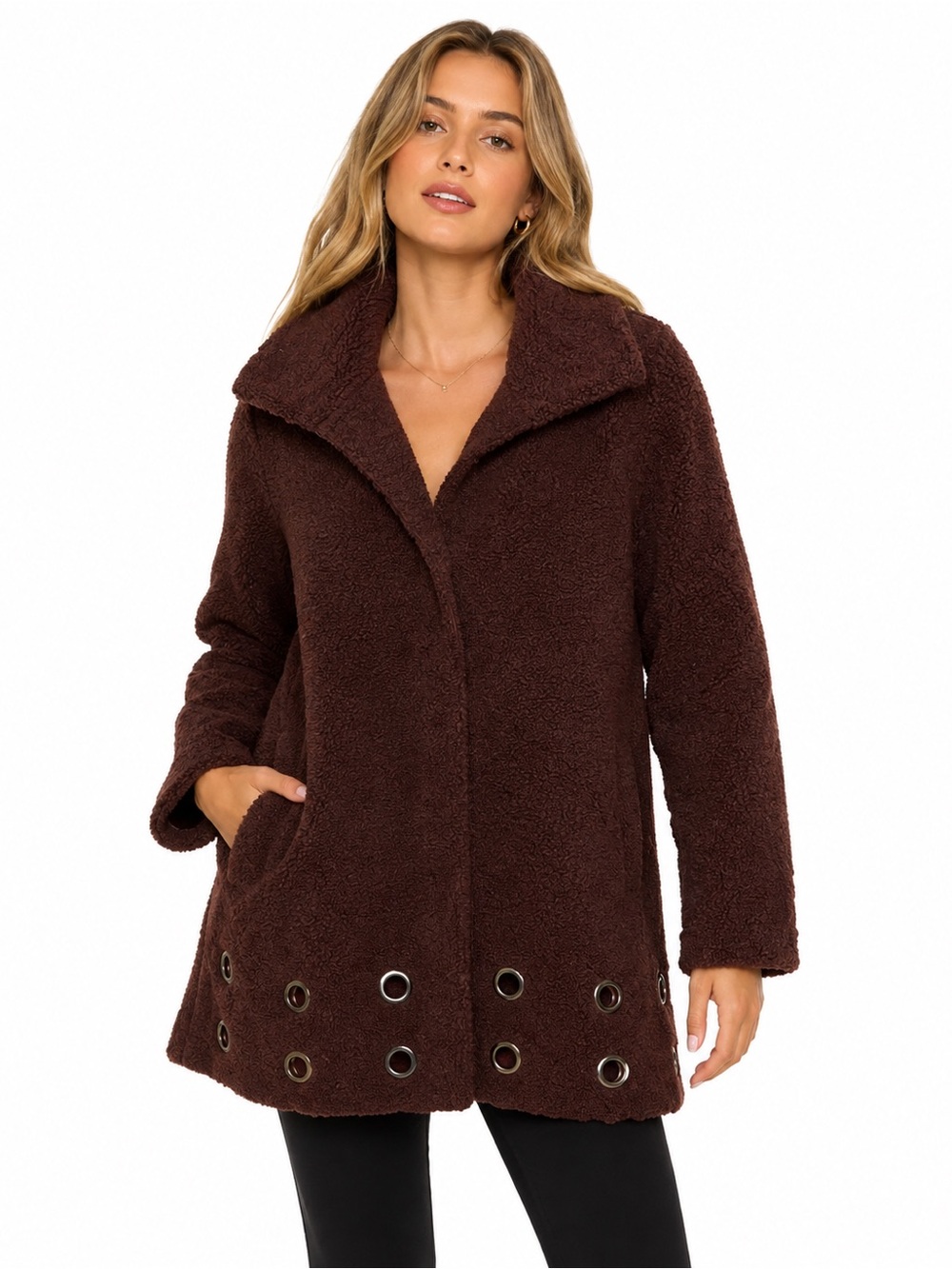 Nikki Jones Montreal Teddy Sherpa Coat | XL | Merlot
